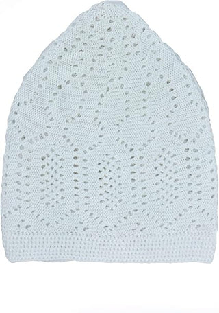 White Knit Kufi Skull Prayer Cap