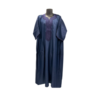 Moroccan Thoube With Short Hand Dark Navy Wide Design